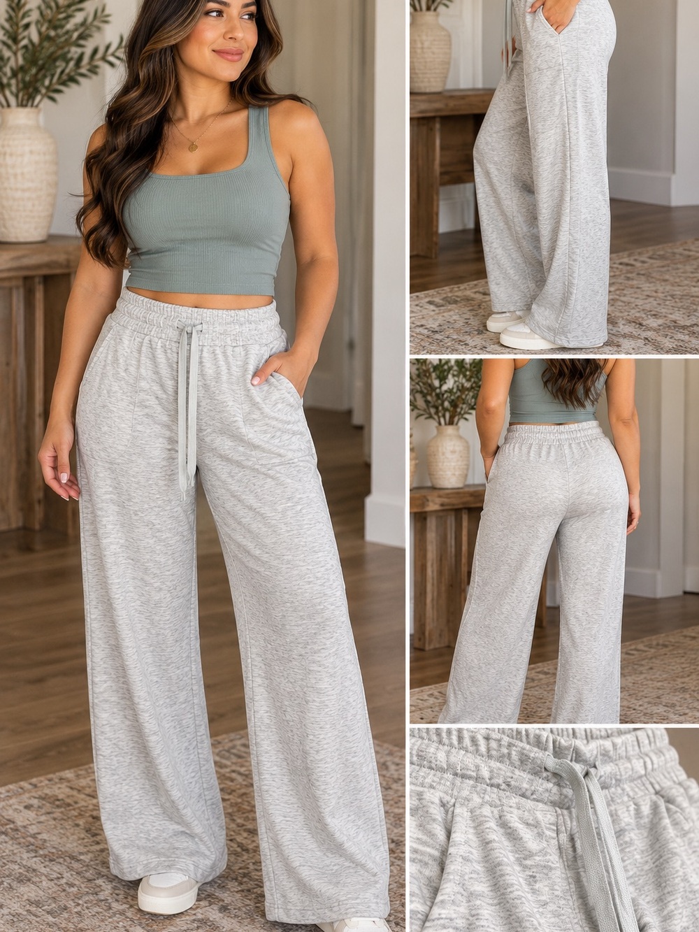 Zenana Scuba Wide-Leg Sweatpants – Heather Gray 🩶